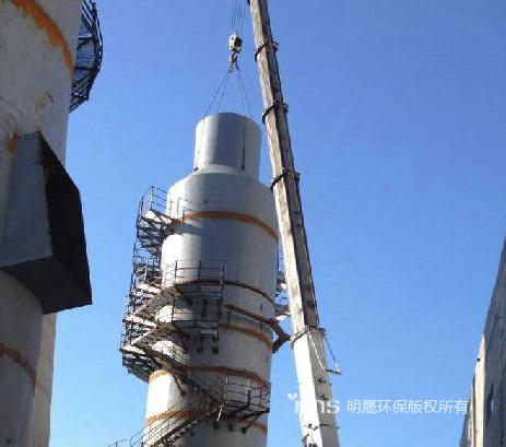 吉林泉德脱硫塔主体吊装完成